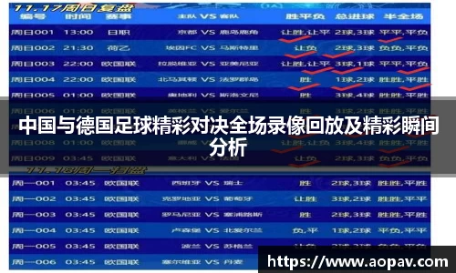 中国与德国足球精彩对决全场录像回放及精彩瞬间分析