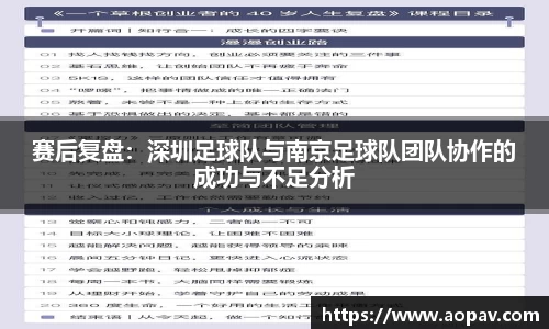 赛后复盘：深圳足球队与南京足球队团队协作的成功与不足分析