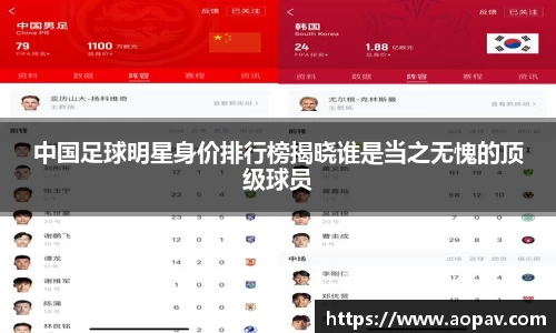 中国足球明星身价排行榜揭晓谁是当之无愧的顶级球员